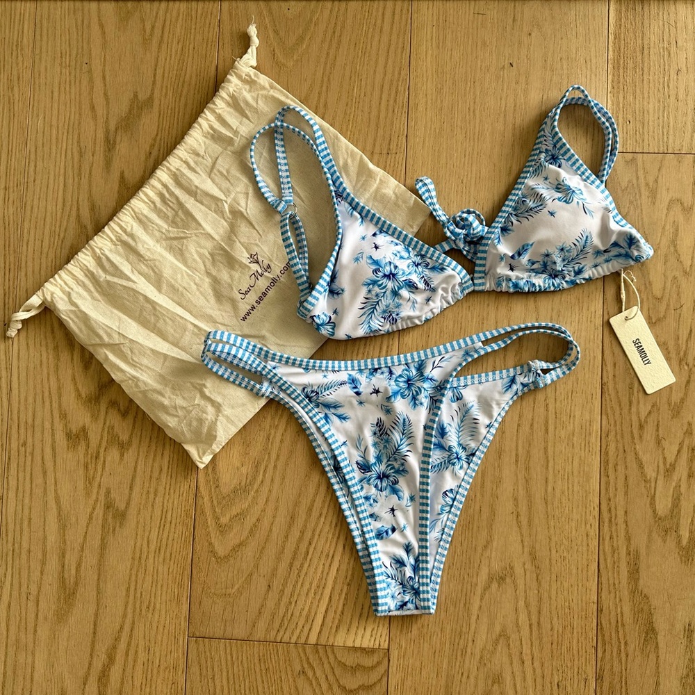 SEAMOLLY VINTAGE FLORAL TRIANGLE BIKINI SET